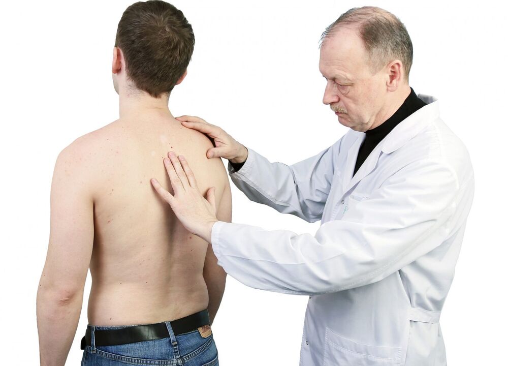 O diagnóstico da osteocondrose inclúe un exame médico da columna vertebral